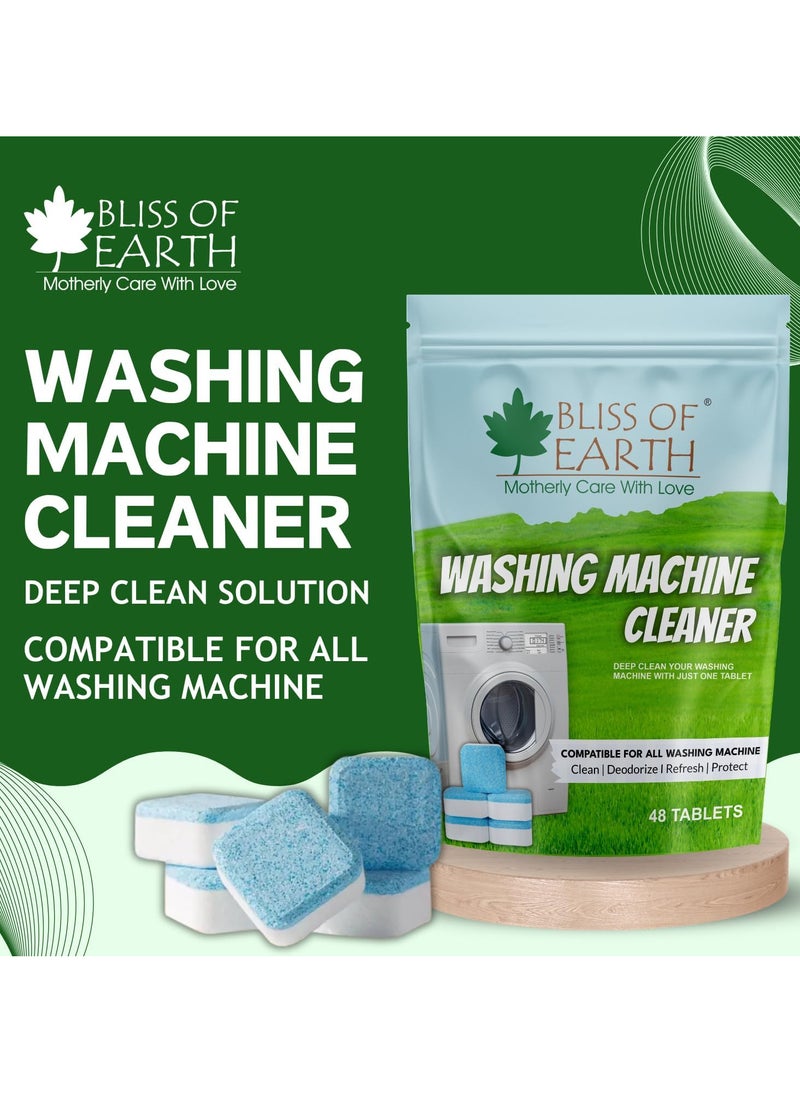 BLISS OF EARTH - Washing Machine Cleaning Tablets 48 Count Powerful Descaling and Deodorizing Tablets for Front Load and Top Load Washers Deep Cleaning Tablets to Clean Inside Drum & Laundry Tub Seal - Image 1