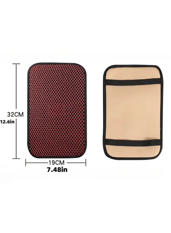 Sea Blue Honeycomb Car Armrest Pad Comfortable Breathable Wear Resistant Easy Install - Image 2