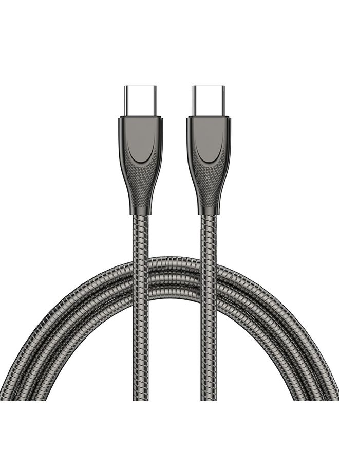 ENKAY ENKAY ENK-CB129 PD 65W Type-C to Type-C Carbon Steel Hose Spring Fast Charging Data Cable, Length 1m(Black)  - Image 1