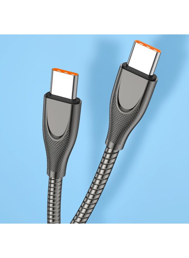 ENKAY ENKAY ENK-CB129 PD 65W Type-C to Type-C Carbon Steel Hose Spring Fast Charging Data Cable, Length 1m(Black)  - Image 2