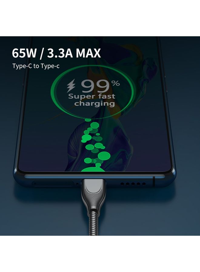 ENKAY ENKAY ENK-CB129 PD 65W Type-C to Type-C Carbon Steel Hose Spring Fast Charging Data Cable, Length 1m(Black)  - Image 3