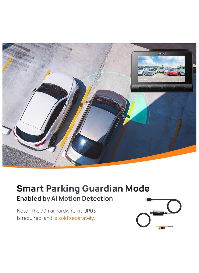 70mai 4K Dash Cam A810 with Sony Starvis 2 IMX678,Dual HDR Front and Rear Cam,Built in GPS,Night Owl Vision,Support 256GB Max,Smart Parking Guardian Mode,AI Motion Detection,Time-Lapse Recording