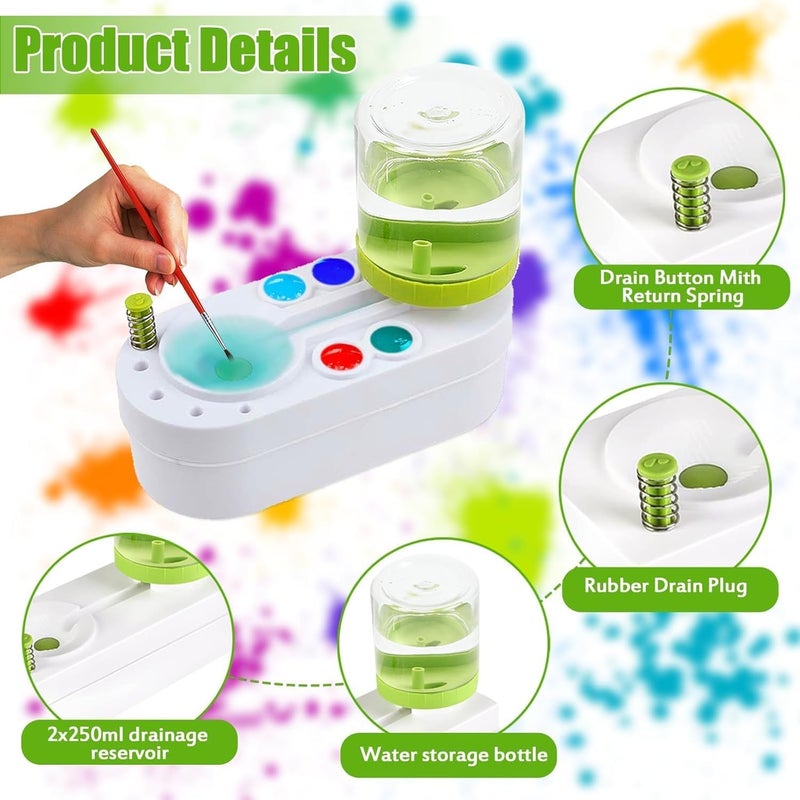 FALONG Paint Brush Cleaner, Painting Station Supplies for Kids, Paint Brushes Cleaner Tool with Palette,Paint Brush Holder-Paint Brush Rinser for Arylic Paint,Drawing and Art Supplies - Image 2
