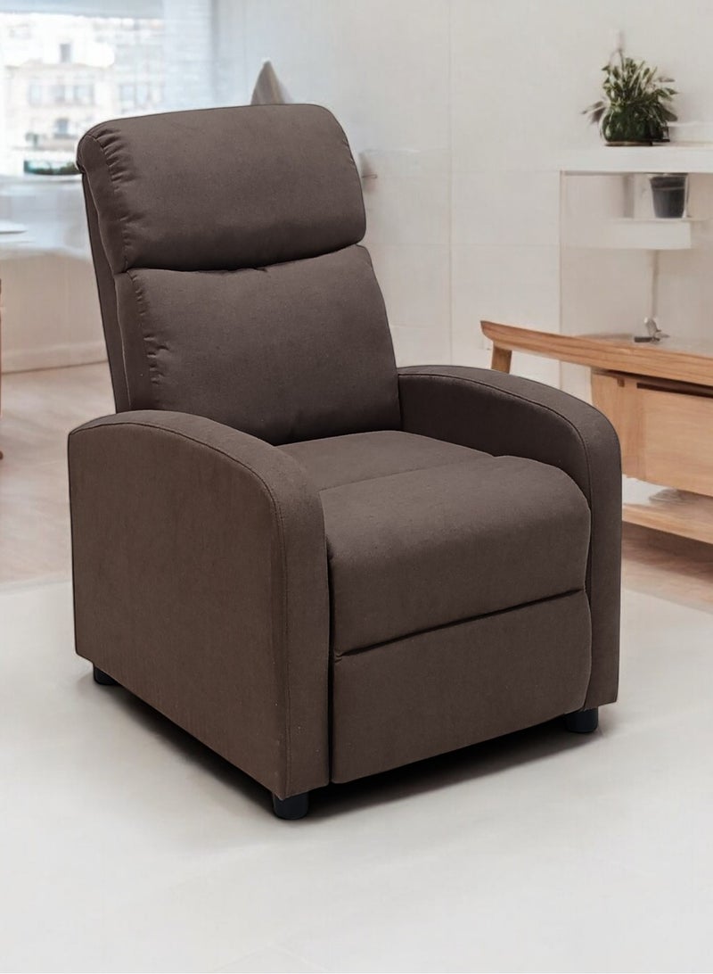 مفروشات صابر واخوانه (ذ.م.م) SBF Single Seater Fabric Recliner Chair – Manual Reclining Sofa with Modern Design & Soft Padding – Comfortable One-Seater Lounge Chair for Living Room & Home Relaxation, Brown  - Image 1