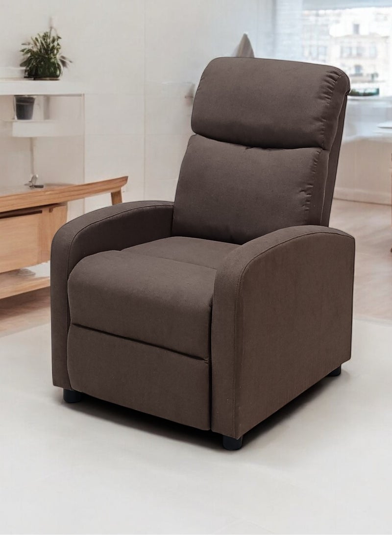 مفروشات صابر واخوانه (ذ.م.م) SBF Single Seater Fabric Recliner Chair – Manual Reclining Sofa with Modern Design & Soft Padding – Comfortable One-Seater Lounge Chair for Living Room & Home Relaxation, Brown  - Image 2