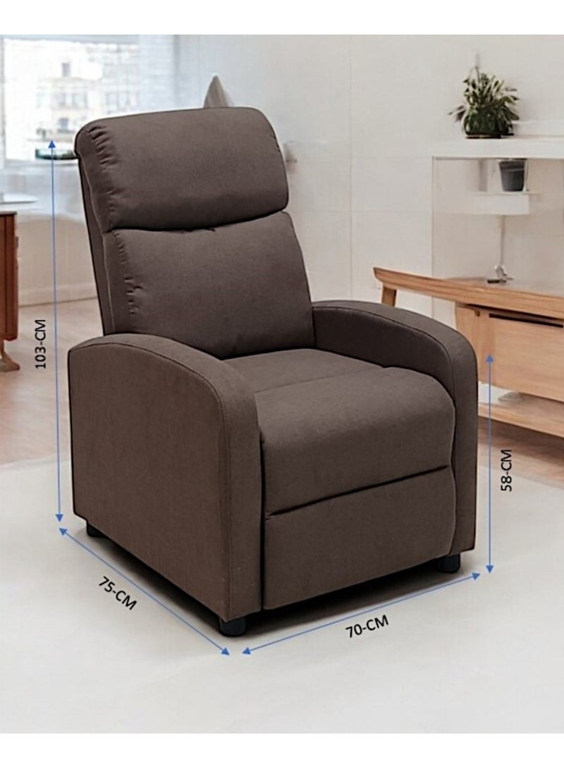 مفروشات صابر واخوانه (ذ.م.م) SBF Single Seater Fabric Recliner Chair – Manual Reclining Sofa with Modern Design & Soft Padding – Comfortable One-Seater Lounge Chair for Living Room & Home Relaxation, Brown  - Image 5
