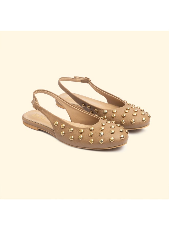 BOU NINA STUD SLINGBACKS - Nina  Mocha - Image 1