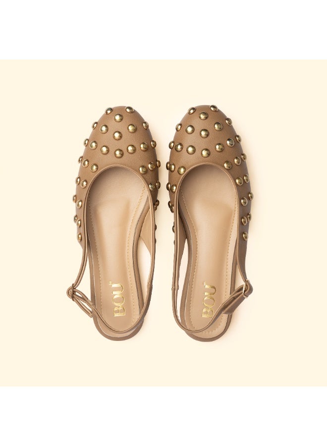 BOU NINA STUD SLINGBACKS - Nina  Mocha - Image 3