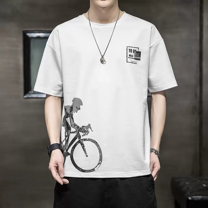 Men'S T-Shirt Short-Sleeved Summer Men'S Pattern T-Shirt Teenage Fashion Senior High School Student Clothes Men'S Round Neck Half-Sleeved T-Shirt - Image 1