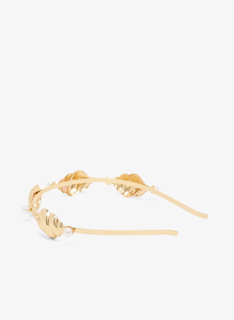 خزانة طوق شعر مزين بالكريستال الذهبي