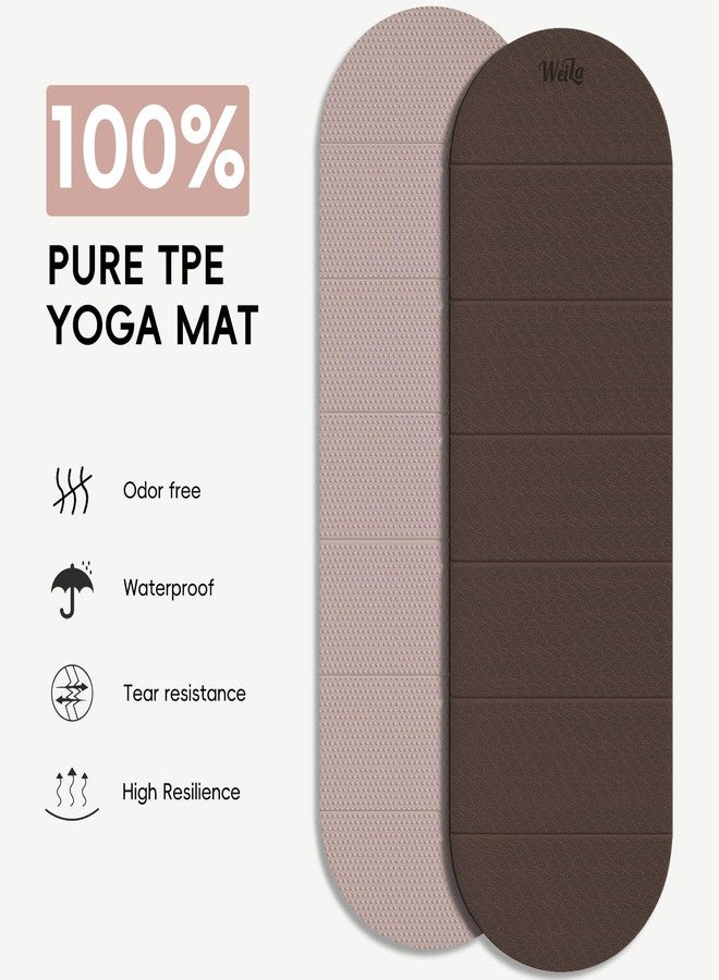 WeiLa Foldable Yoga Mat 10mm Extra Thick, 75"x26" Large, SGS-Certified Non-Slip TPE Fitness Mat, 7-Fold Portable for Yoga Pilates Floor Workouts Home Gym Travel (Brown &Bamboo Cream) - Image 5