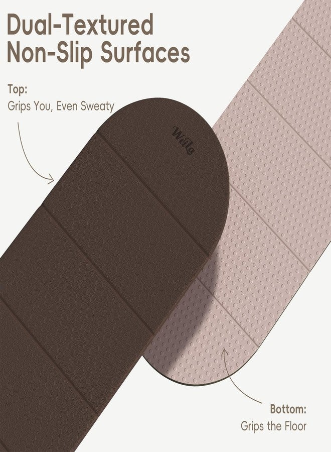 WeiLa Foldable Yoga Mat 10mm Extra Thick, 75"x26" Large, SGS-Certified Non-Slip TPE Fitness Mat, 7-Fold Portable for Yoga Pilates Floor Workouts Home Gym Travel (Brown &Bamboo Cream) - Image 4