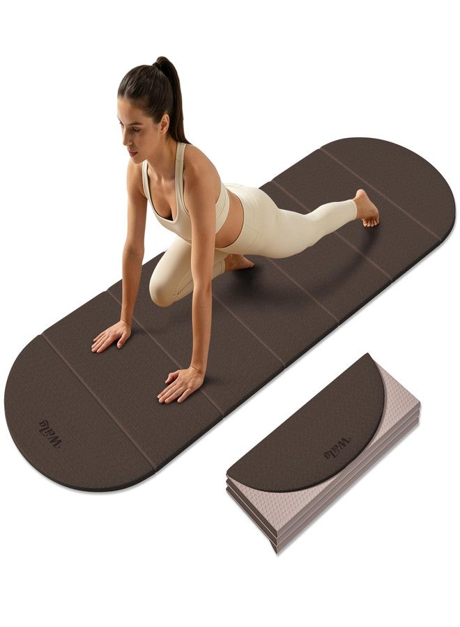 WeiLa Foldable Yoga Mat 10mm Extra Thick, 75"x26" Large, SGS-Certified Non-Slip TPE Fitness Mat, 7-Fold Portable for Yoga Pilates Floor Workouts Home Gym Travel (Brown &Bamboo Cream) - Image 1