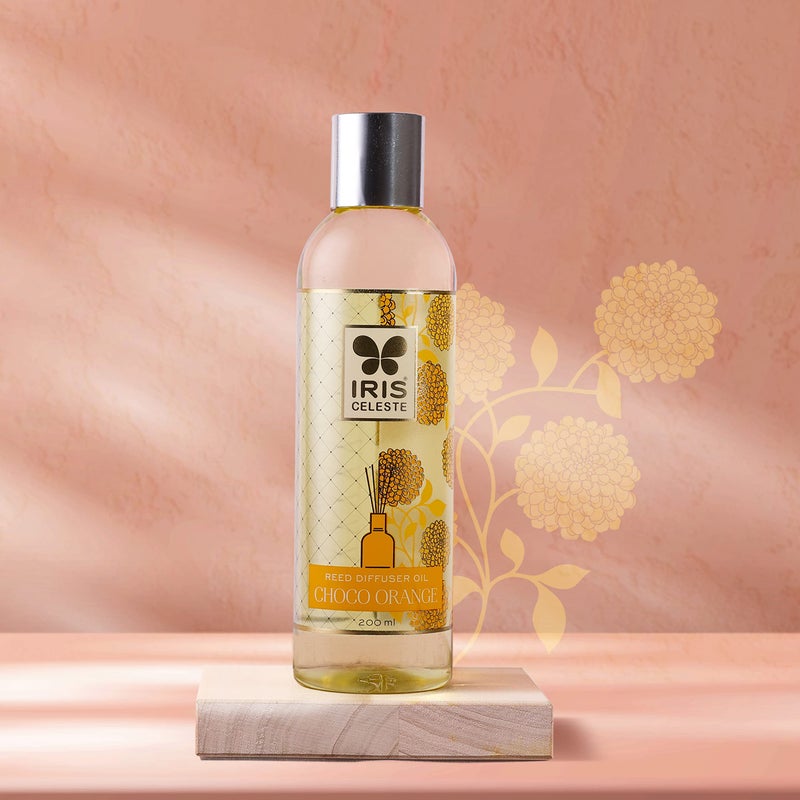 IRIS Celeste Reed Diffuser Oil Choco Orange Fragrance | 200ml| Elegant Floral Aroma for Home,Office & Spa | Long-Lasting,Toxin-Free Air Freshener | Create a Calm, Luxurious Ambience Freshener - Image 4