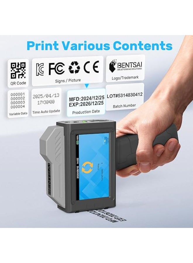 بنتساي BENTSAI Handheld Inkjet Printer BT-HH6210B 1 Inch (25.4mm) Printhead with 16H Long Endurance for Batch Number Date Logo Barcode QR Code Print on Plastic Cardboard Wood Metal Clothes - Image 4