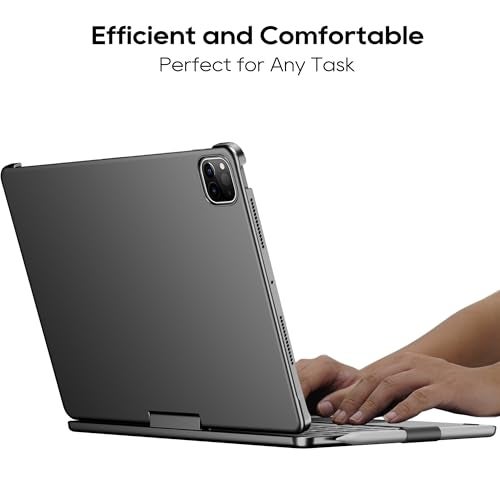 edaiser غطاء لوحة مفاتيح دوار edaiser لجهاز Apple iPad الجيل 11 2025 (A16) و iPad الجيل 10 (10.9 بوصة)؛ غطاء دوار وحامل قلم، لوحة تتبع متعددة اللمس، إضاءة خلفية RGB، رمادي فضائي - Image 3