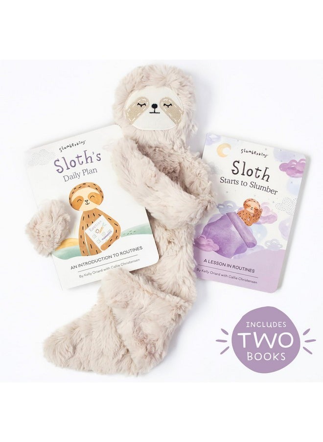 Slumberkins - Sloth Snuggler & 2 Board Books Complete Set Bundle | Promotes Routines, Relaxation & Coping Skills | Social Emotional Learning Soft Plush Animal (Sloth Snuggler Plush + 2 Board Books) - Image 1