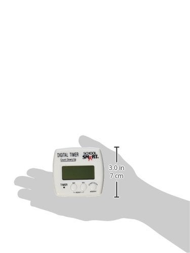 School Smart Count up/Count Down Timer, Digital, (1) AAA Battery, 2-3/4 in W X 2-3/4 in H X 1 in D, Assorted Color, Assorted Size - 084280 - Image 3
