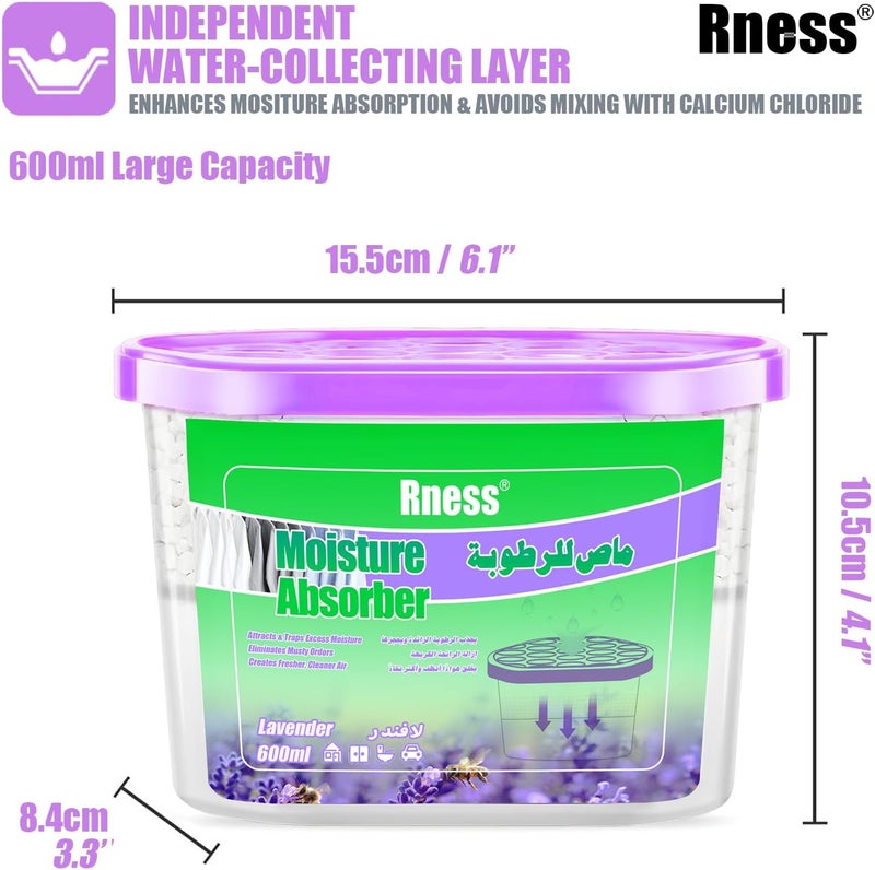 Rness Lavender Moisture Absorber Boxes,Moldproof Deodorizing Desiccant Dehumidifier Boxes Lavender Aroma Humidity Absorber for Bathroom Closet Wardrobe Kitchen 6 Pack(600 ml each) - Image 5