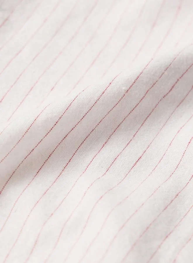 The Souled Store  White Striped Linen Blend Long Sleeve Shirt for Women | Best Price UAE