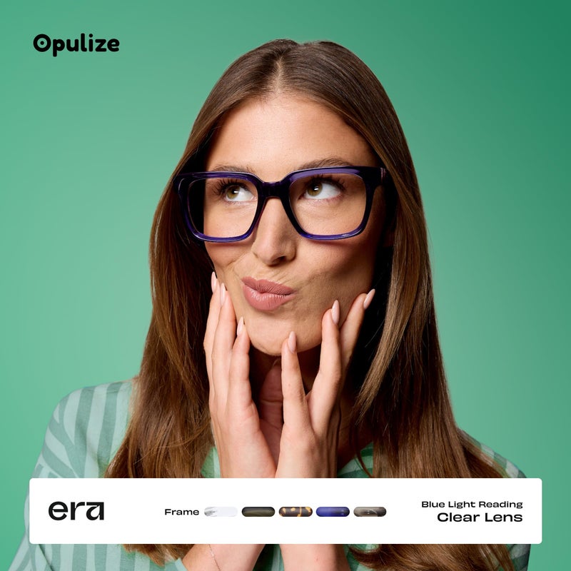 OPULIZE نظارات قراءة حجب الضوء الأزرق ERA للنساء والرجال، إطار كبير مع حماية UV400 ومضاد للانعكاس، نظارات كمبيوتر مضادة للتوهج، زرقاء شفافة +1.50 (عبوة من 2) - Image 2