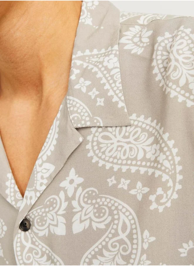 JACK & JONES Paisley Print Resort Collar Shirt