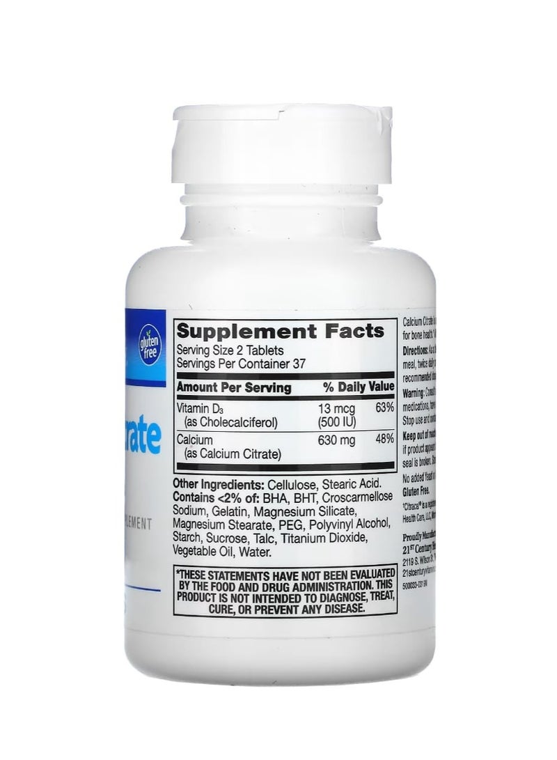 21st Century Calcium Citrate + D3 Maximum 75 Tablets - Image 2