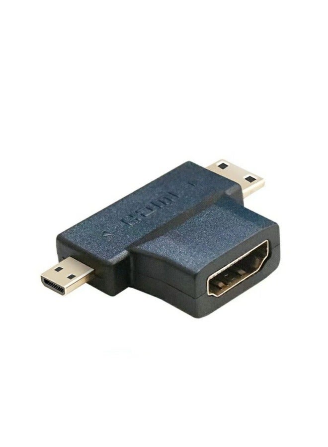 3-in-1 HDMI to Mini/Micro HDMI Adapter Black - Image 1
