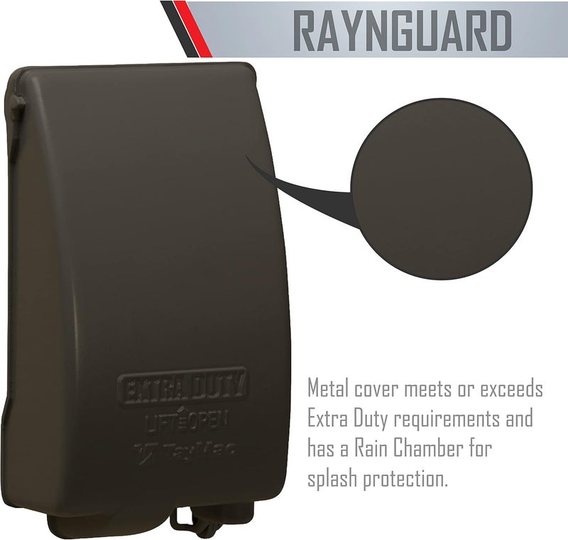 TayMac MX4280Z EXTRA DUTY Bronze 1-Gang Expandable Weatherproof In-Use 2-in. to 3-1/2-in. Electrical Outlet Cover, Vertical, Outdoor Outlet Cover for Electrical Box, UFAST Configuration - Image 3