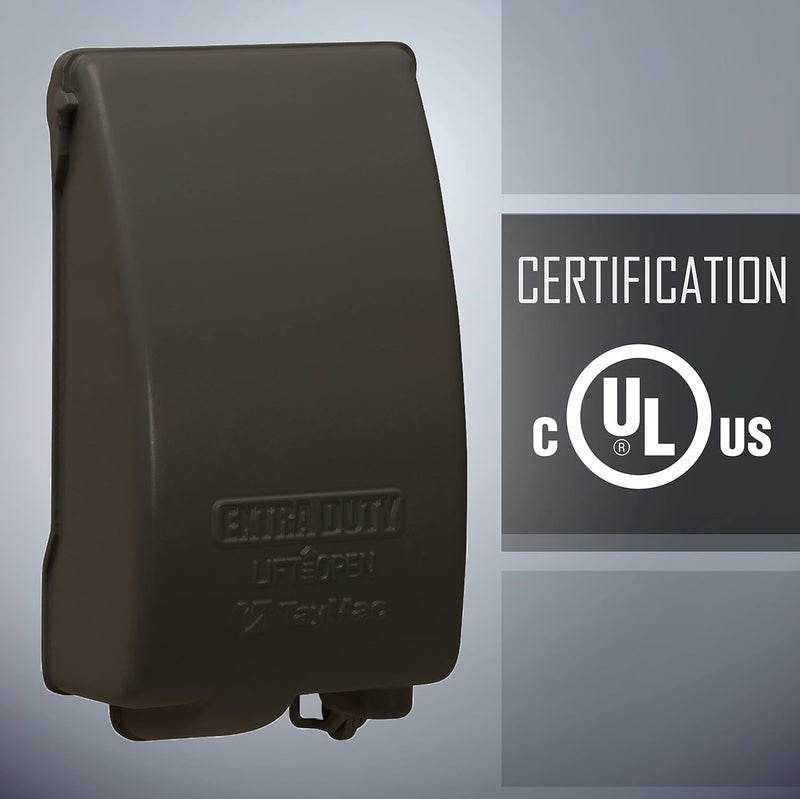 TayMac MX4280Z EXTRA DUTY Bronze 1-Gang Expandable Weatherproof In-Use 2-in. to 3-1/2-in. Electrical Outlet Cover, Vertical, Outdoor Outlet Cover for Electrical Box, UFAST Configuration - Image 5