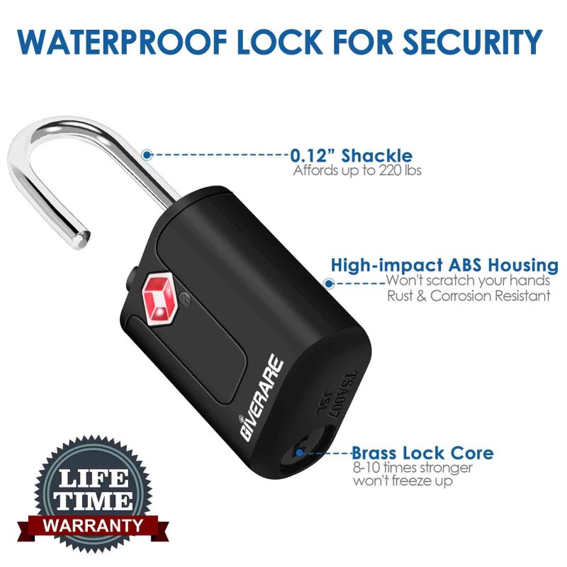 GIVERARE 4 Pack TSA Approved Travel Luggage Locks with Keys, Keyed Suitcase Padlock, Zipper Small Locks, TSA Accepted Compatible Padlocks for Suitcase, Backpack, Gym Locker, Jewelry Box, Anti Theft-Black - Image 5