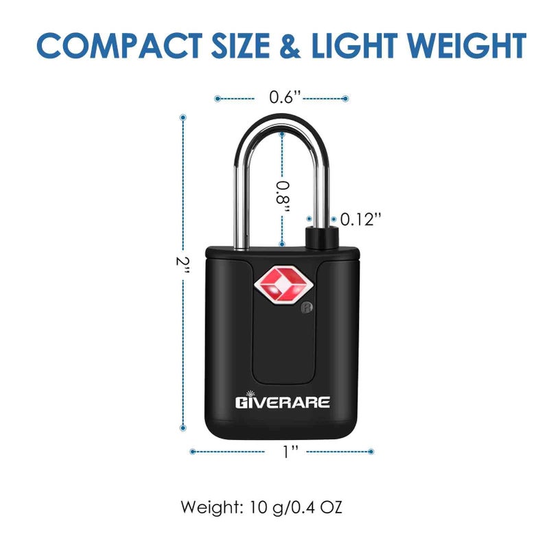 GIVERARE 4 Pack TSA Approved Travel Luggage Locks with Keys, Keyed Suitcase Padlock, Zipper Small Locks, TSA Accepted Compatible Padlocks for Suitcase, Backpack, Gym Locker, Jewelry Box, Anti Theft-Black - Image 2