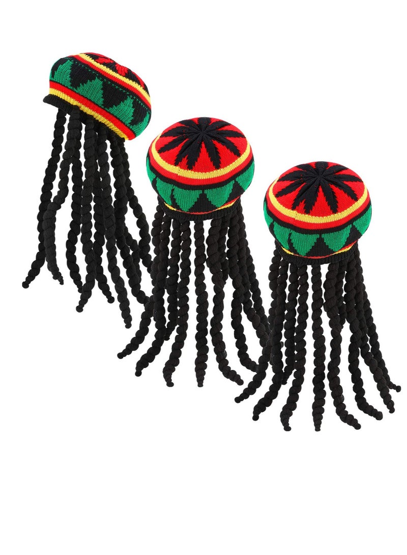 Excefore طقم 2 من قبعة الضفائر، قبعة رستا بدراجة سوداء، قبعة بيج للرجال والنساء لهدايا رستا المبتكرة - Image 1