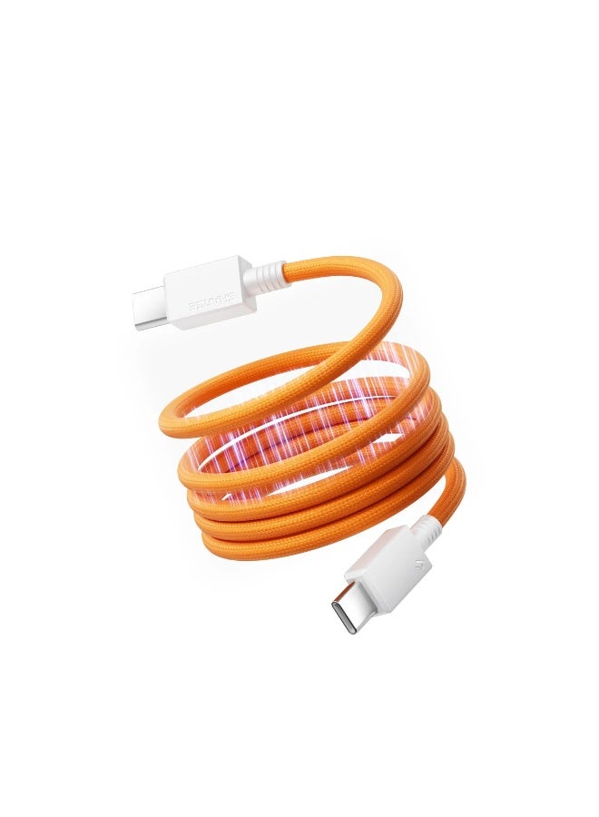 شارج كابل SHARGE MagLoop (USB-C إلى USB-C) بقدرة 240 واط وطول 1 متر (3.28 قدم) - كابل مضفر مغناطيسي قابل للالتفاف الذاتي، يدعم الشحن السريع USB PD 3.1 ونقل البيانات بسرعة 480 ميجابت في الثانية، مزود بشريحة E-Marker، باللون البرتقالي - Image 1