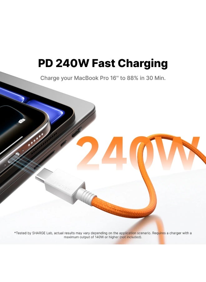 شارج كابل SHARGE MagLoop (USB-C إلى USB-C) بقدرة 240 واط وطول 1 متر (3.28 قدم) - كابل مضفر مغناطيسي قابل للالتفاف الذاتي، يدعم الشحن السريع USB PD 3.1 ونقل البيانات بسرعة 480 ميجابت في الثانية، مزود بشريحة E-Marker، باللون البرتقالي - Image 5