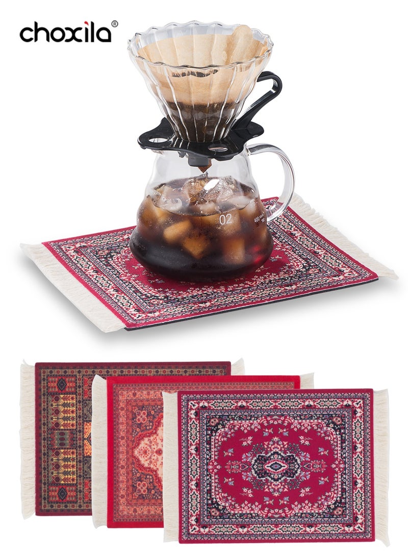 choxila 3 Pieces Coffee Mat Coffee Cup Mat Coffee Mug MatTable Mat Mouse Pad Rubber Rectangle 26.5x18x0.5 cm
Red  - Image 1