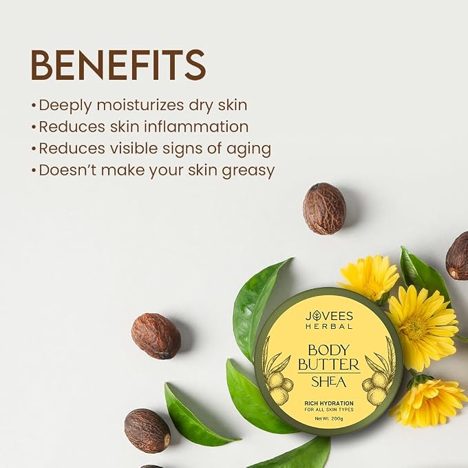 Jovees Herbal Shea Body Butter with Mango Butter, Olive Oil for Dry & Rough Skin | Reduces Stretch Marks 72Hrs Moisturization |Deep Nourishment For All Skin Types 200G - Image 3