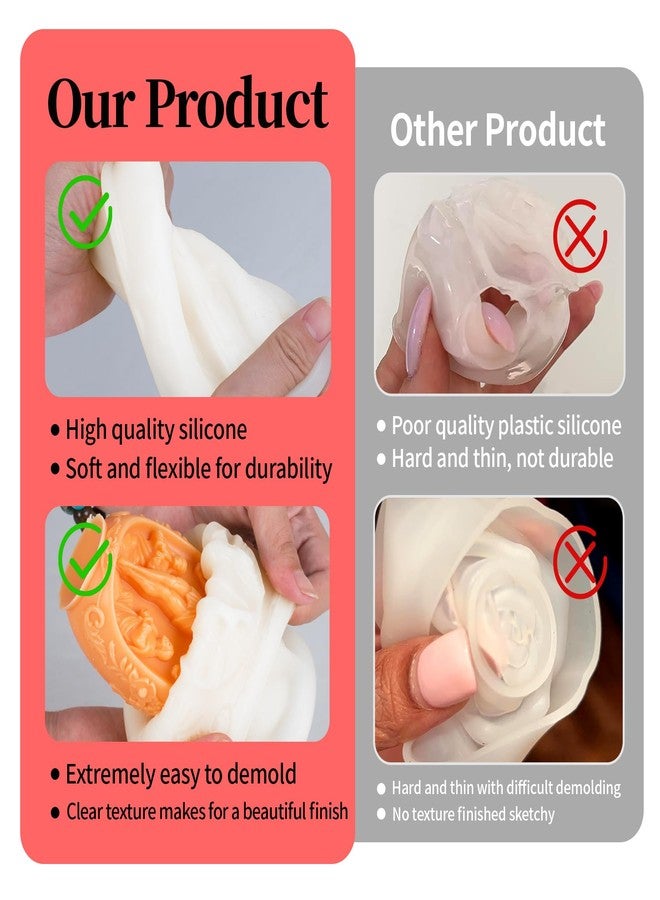 MGLIFEUL 8Pcs Rose Flower Tulip Peony Heart Candle Soap Wax Mold Valentine Day Silicone for Small Butter Candles Chocolate Making Molds Silicones Shapes Moldes De Rosas Silicona para Velas - Image 3