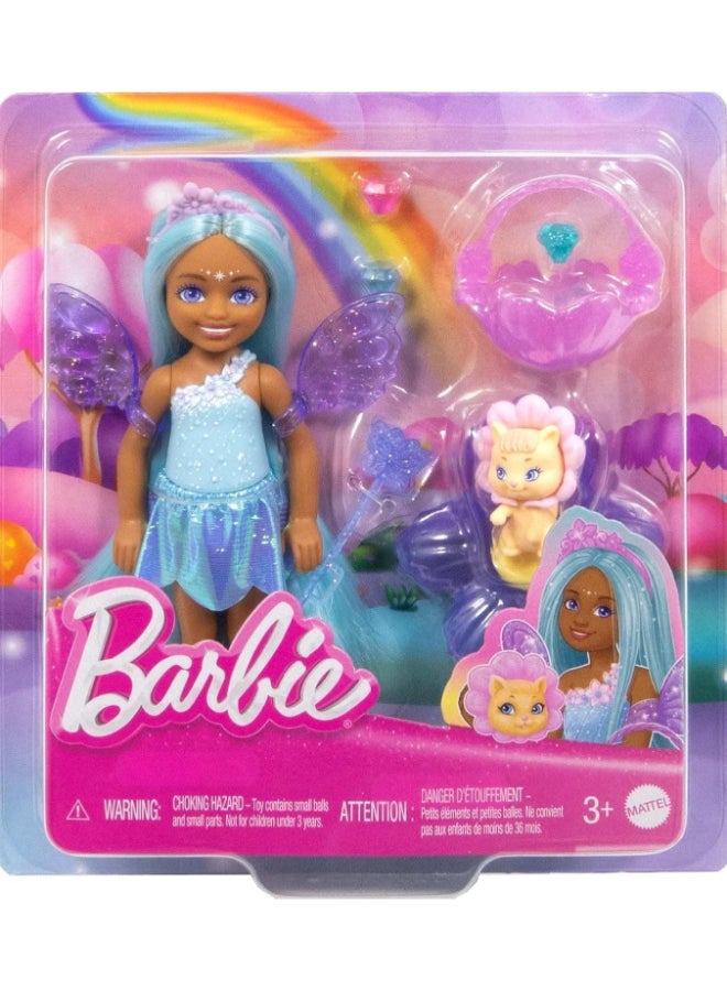 Barbie Chelsea Fairy Doll Playset with Pet Kitten & Accessories, Fantasy Dress-Up Toy Set for Kids, Imaginative Pretend Play Gift, 3+ Years - Image 1