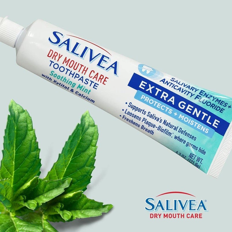 SALIVEA Dry Mouth Toothpaste - Soothing Mint Toothpaste with Natural Salivary Enzymes - Gentle Toothpaste to Aid Dry Mouth Care - Natural, Paraben Free Dry Mouth Toothpaste - Mint Flavor (2 Pack) - Image 4
