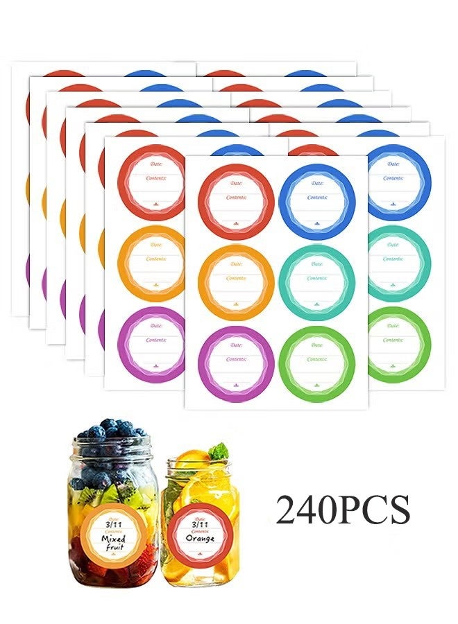 YJ 240Pcs Kitchen Labels Stickers Set, Waterproof Seasoning Label Stickers for Spice Jar Organization (Colorful) - Image 1