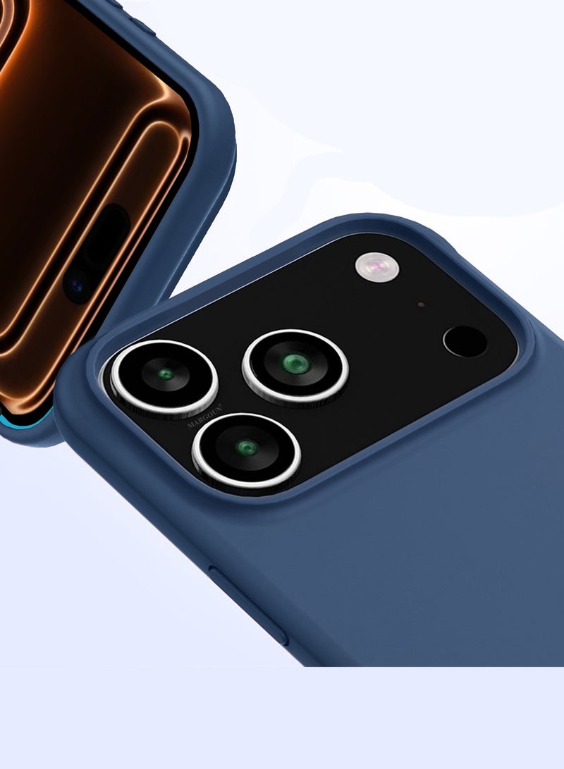 MUDISO Silicone Protective Phone Case for iPhone 17 Pro Max - Soft Anti-Scratch Microfiber Lining Ultra Slim Drop Protection Phone Cover - Blue - Image 3