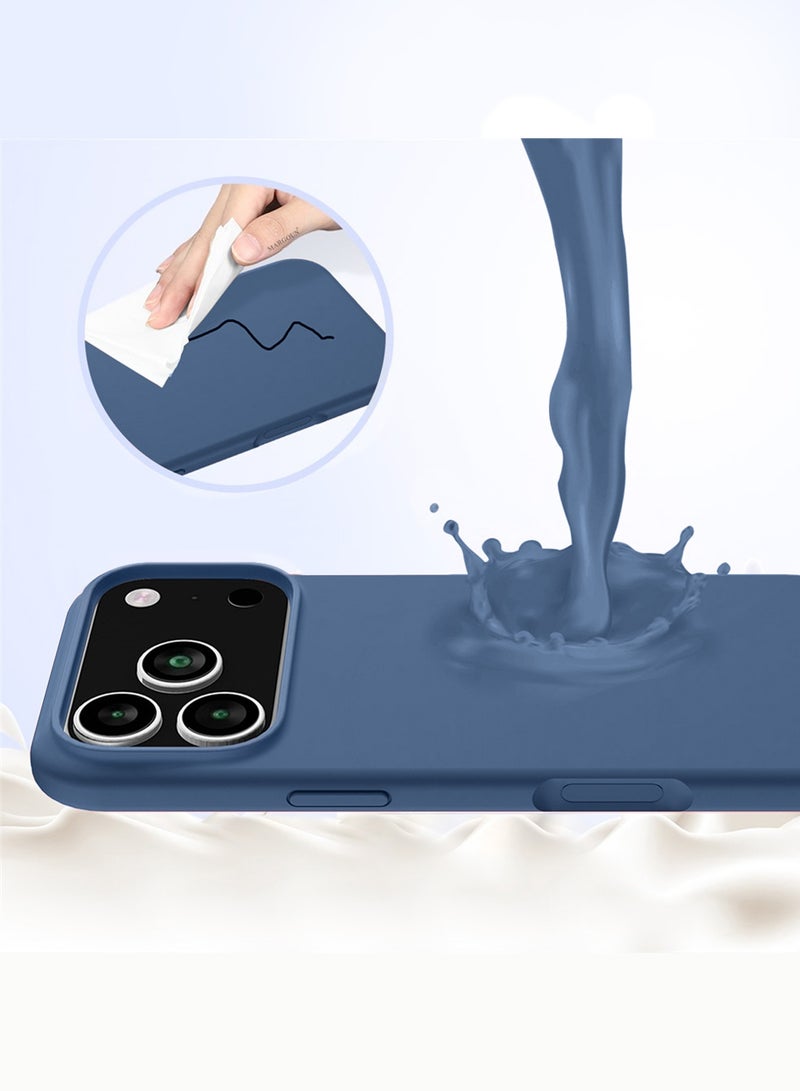 MUDISO Silicone Protective Phone Case for iPhone 17 Pro Max - Soft Anti-Scratch Microfiber Lining Ultra Slim Drop Protection Phone Cover - Blue - Image 4