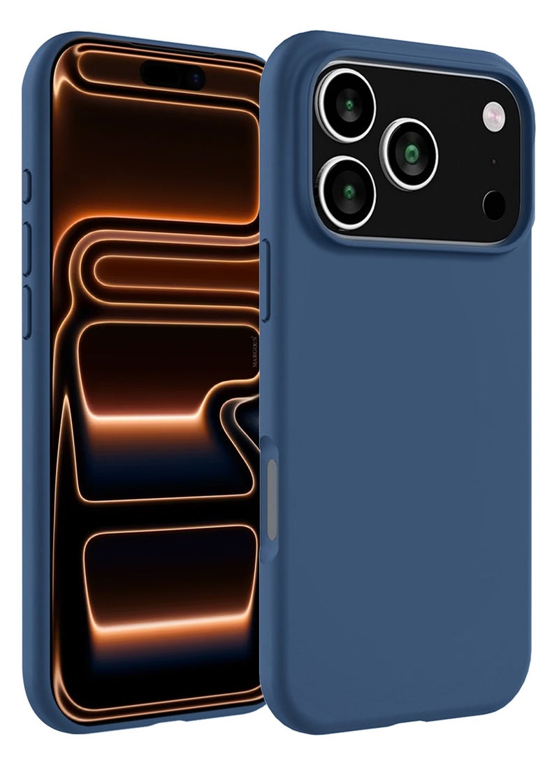 MUDISO Silicone Protective Phone Case for iPhone 17 Pro Max - Soft Anti-Scratch Microfiber Lining Ultra Slim Drop Protection Phone Cover - Blue - Image 2