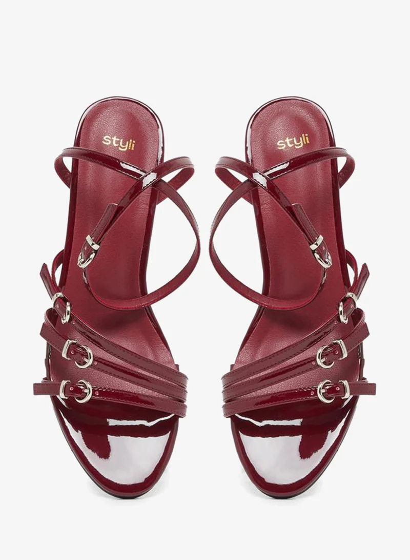 Styli Belted Strap Stiletto Heel Sandals