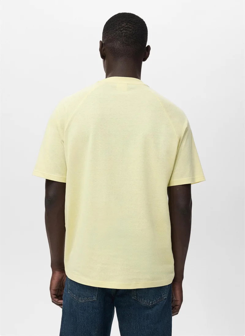 Mango Man Relaxed-fit cotton-linen t-shirt