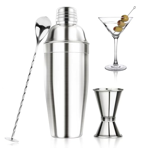 Ohtomber 24OZ Cocktail Shaker Set - Cocktail Bar Martini Drink Shaker Set with Strainer, Stainless Steel Bartender Kit Drink Mixer with Jigger, Mixing Spoon, Bar Accessories for Beginners - Image 1