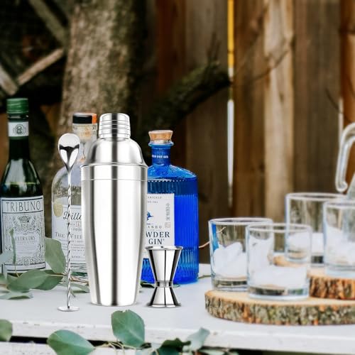 Ohtomber 24OZ Cocktail Shaker Set - Cocktail Bar Martini Drink Shaker Set with Strainer, Stainless Steel Bartender Kit Drink Mixer with Jigger, Mixing Spoon, Bar Accessories for Beginners - Image 3