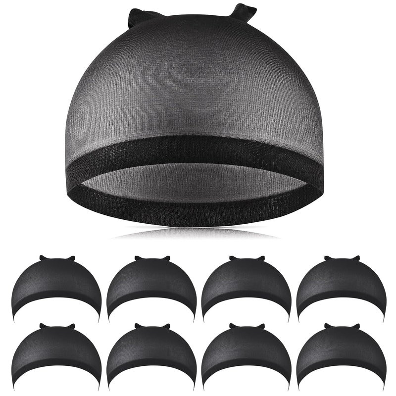 Wig Caps for Women IKOCO 8Pcs Black Wig Cap for Lace Front Wig Caps Bulk Stretch Nylon Stocking Caps for Wigs