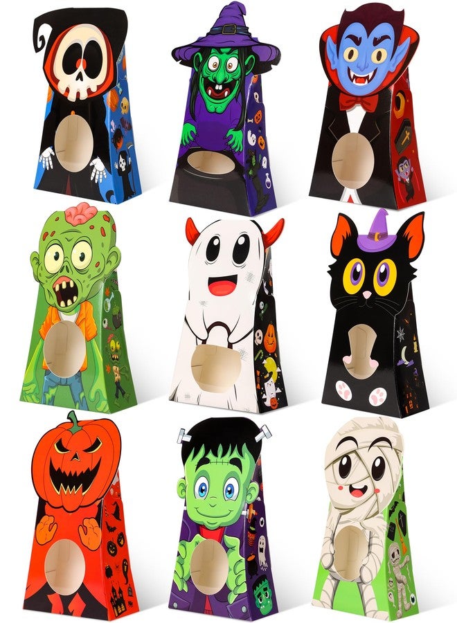 Giiffu 54-Pack Halloween Treat Boxes with Clear Window - 9 Designs Trick or Treat Candy Bags for Kids Party Favors Supplies, Classroom Exchange (6 x 4 x 2 Inches) - Image 1